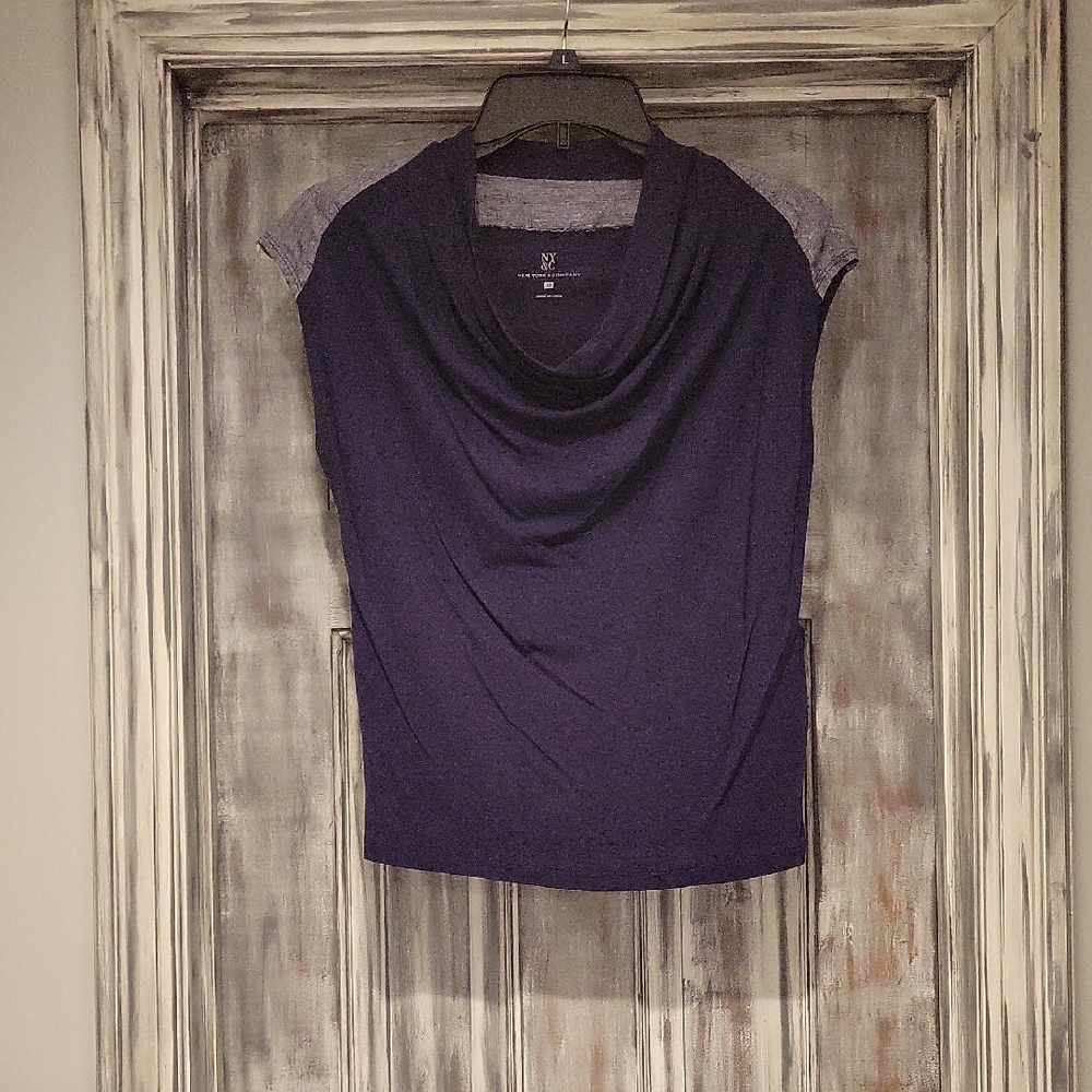 Navy Blue Cowl Neck Top